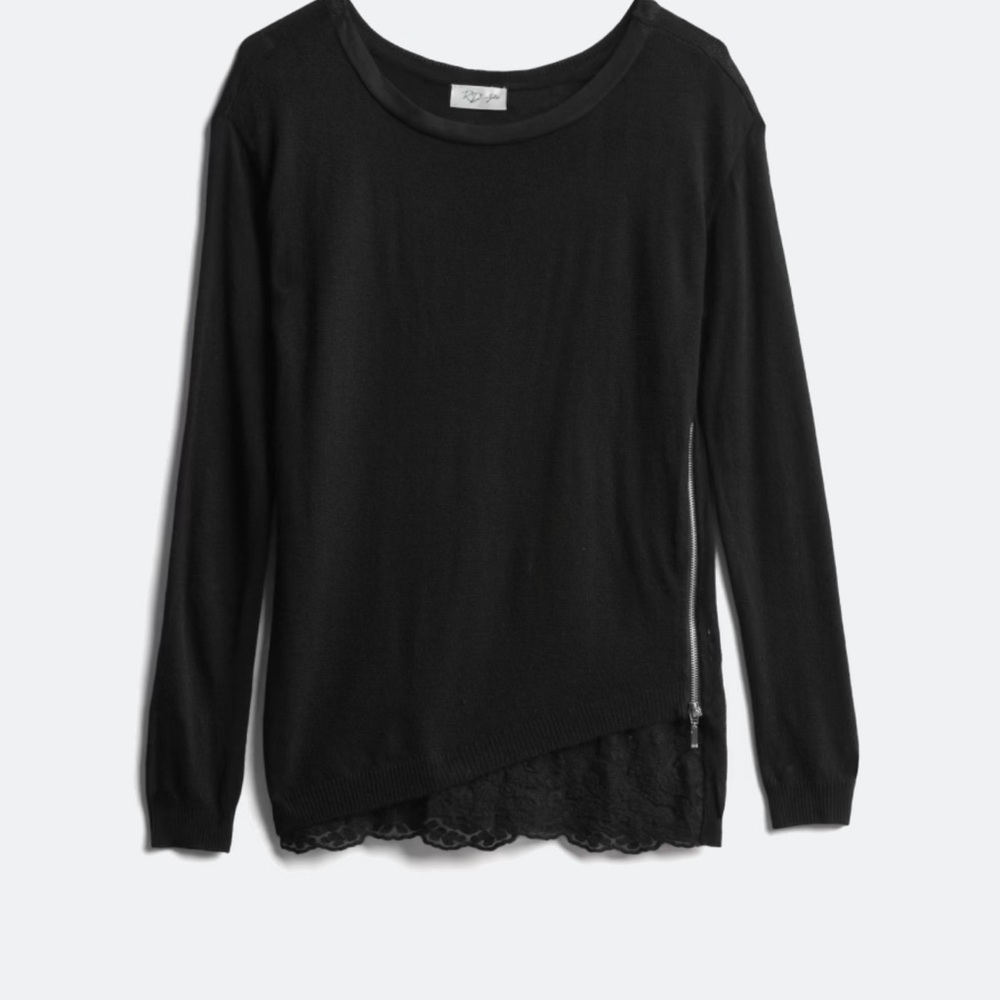 RD Style Black Lace Hem Blouse